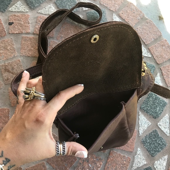 LAST ONE ! brown leather & chrysocolla boho bag - Picture 5 of 8